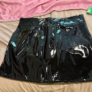 Shiny Black Patent Vinyl Mini Skirt